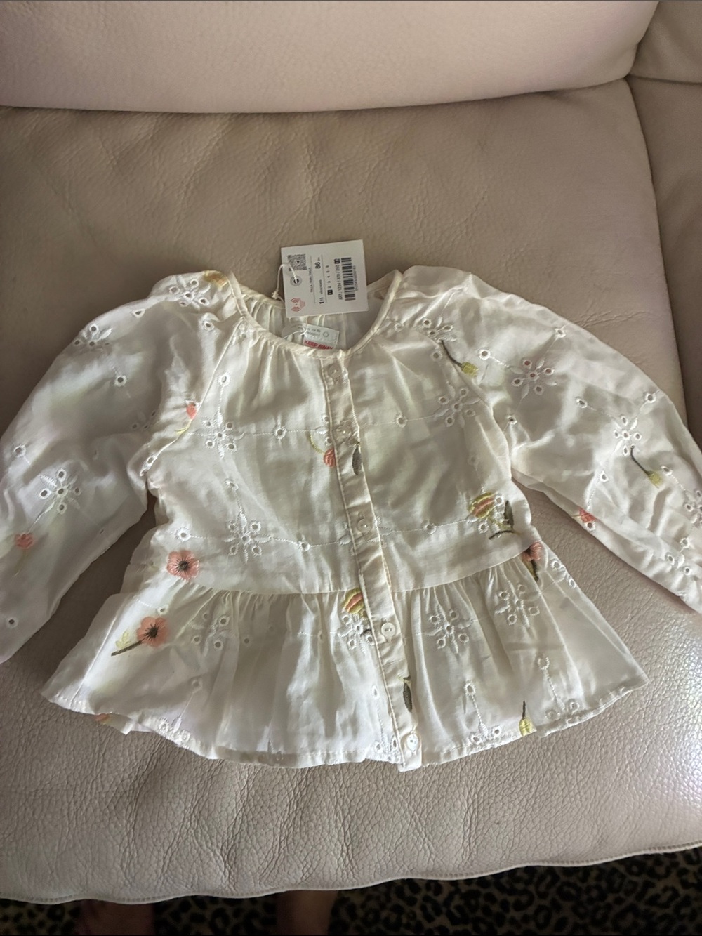 Zara Cotton Eyelet Floral Peplum Top /dress. 3 piece outfit